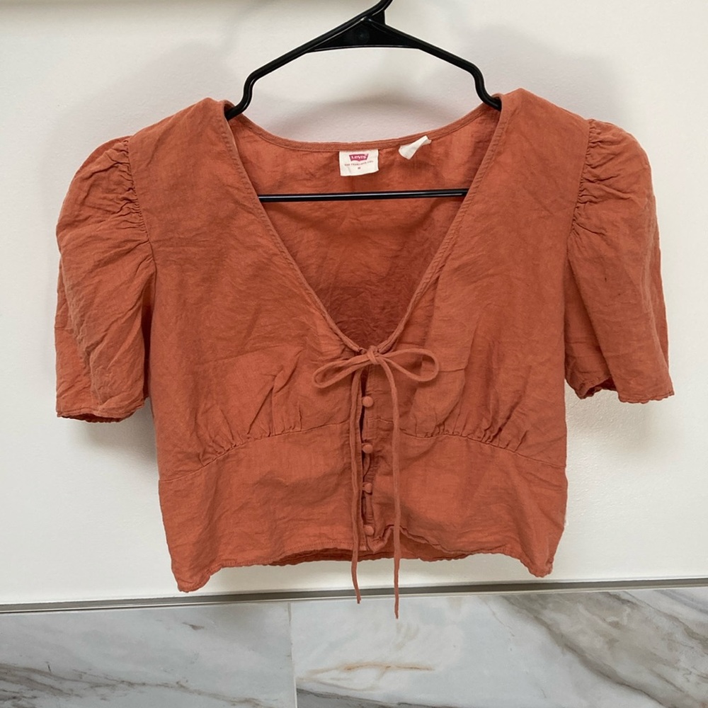 Women's Rust Puff Sleeve Top